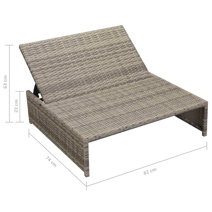 Patio Lounge Set 15 Pieces Poly Rattan Gray