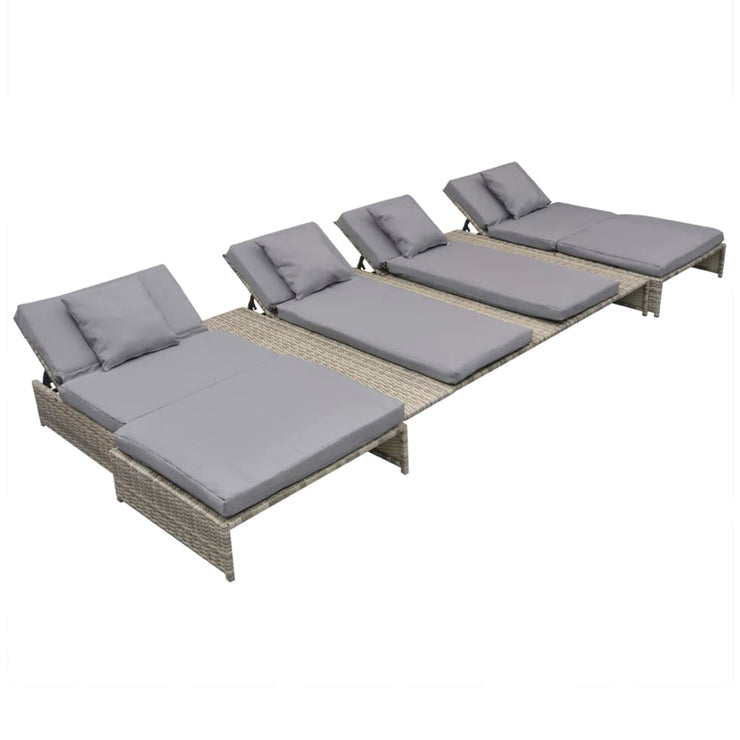 Patio Lounge Set 15 Pieces Poly Rattan Gray