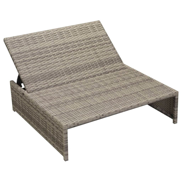 Patio Lounge Set 15 Pieces Poly Rattan Gray