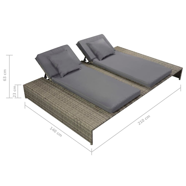 Patio Lounge Set 15 Pieces Poly Rattan Gray