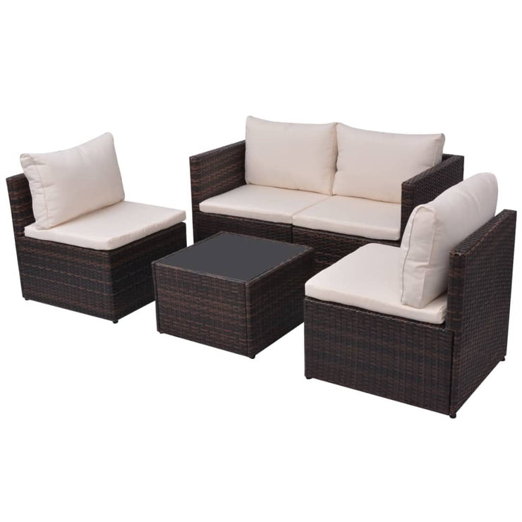 Patio Sofa Set 13 Pieces Poly Rattan Brown