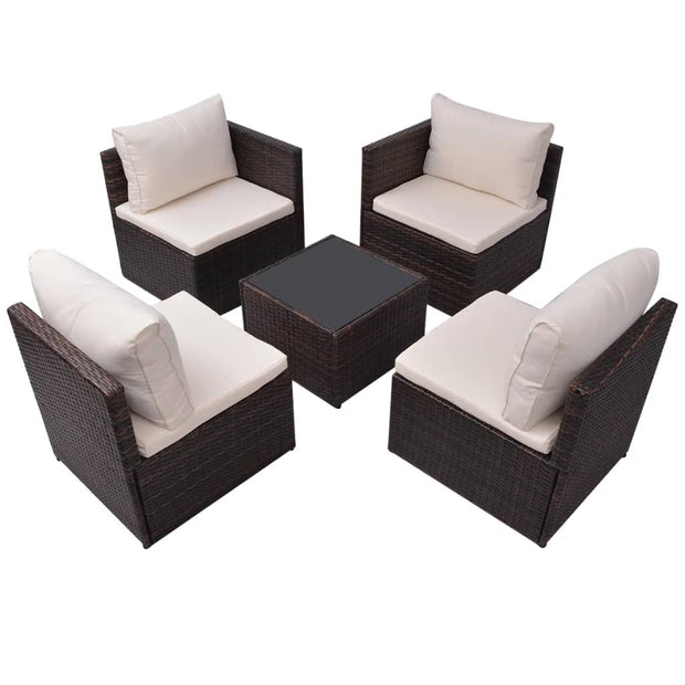 Patio Sofa Set 13 Pieces Poly Rattan Brown