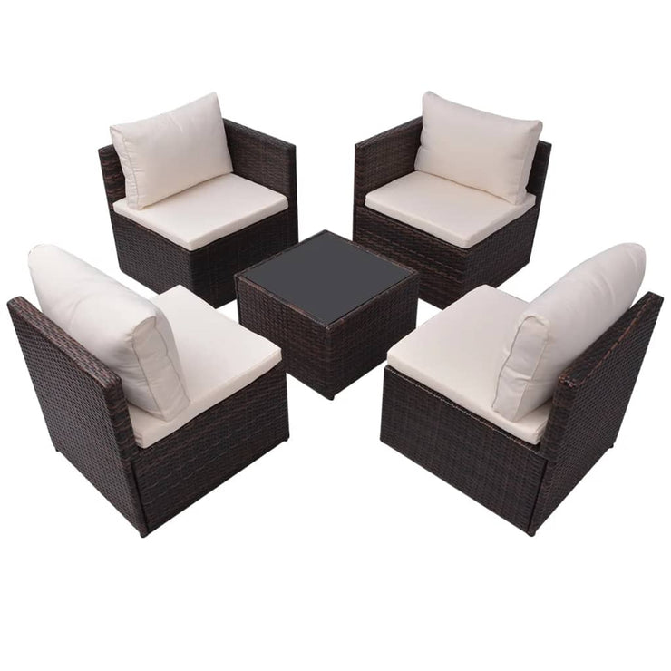 Patio Sofa Set 13 Pieces Poly Rattan Brown