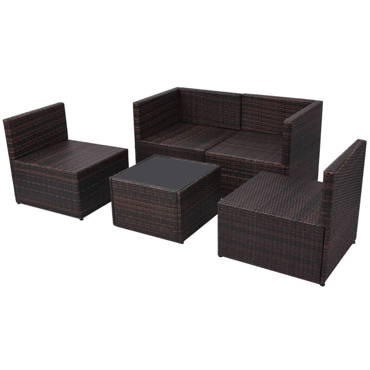 Patio Sofa Set 13 Pieces Poly Rattan Brown