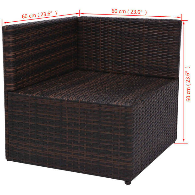 Patio Sofa Set 13 Pieces Poly Rattan Brown