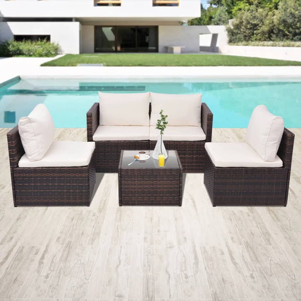 Patio Sofa Set 13 Pieces Poly Rattan Brown