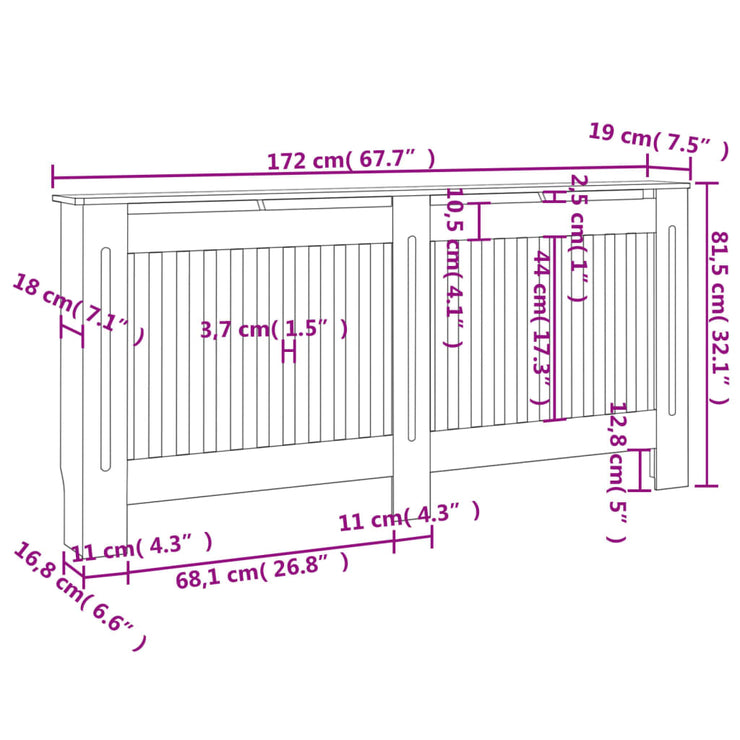 Radiator Cover White MDF 67.7"