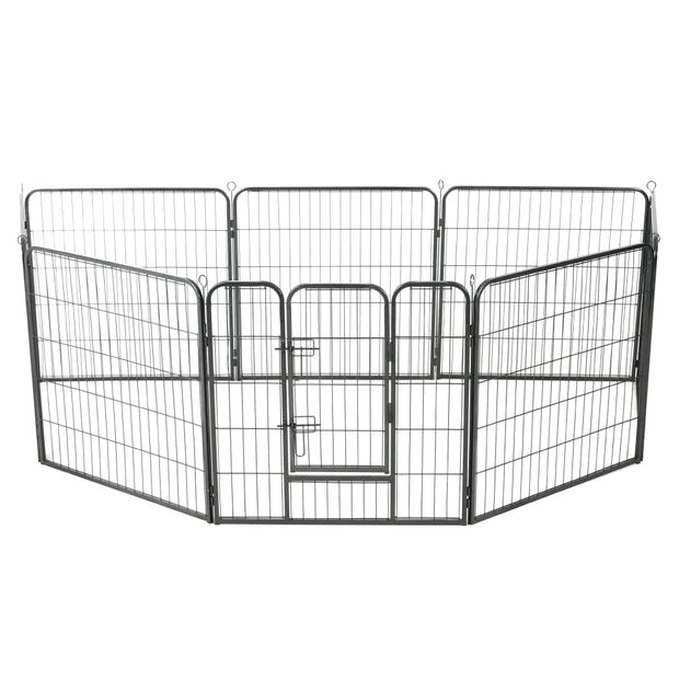 Dog Playpen 8 Panels Steel 31.5"x31.5" Black