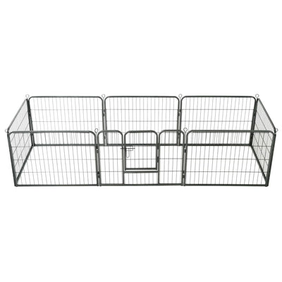 Dog Playpen 8 Panels Steel 31.5"x23.6" Black