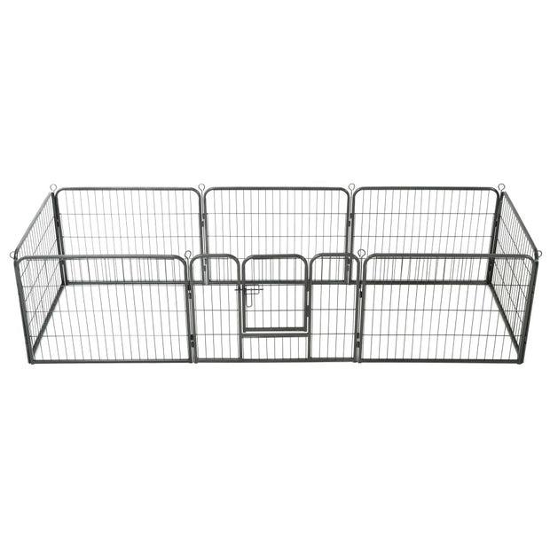 Dog Playpen 8 Panels Steel 31.5"x23.6" Black