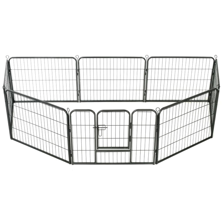 Dog Playpen 8 Panels Steel 31.5"x23.6" Black