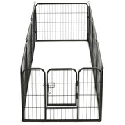 Dog Playpen 8 Panels Steel 31.5"x23.6" Black