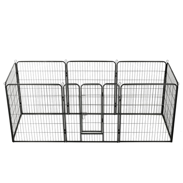 Dog Playpen 8 Panels Steel 31.5"x39.4" Black