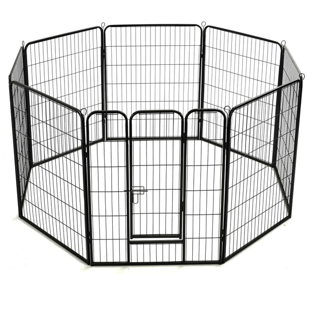 Dog Playpen 8 Panels Steel 31.5"x39.4" Black