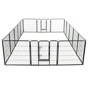 Dog Playpen 16 Panels Steel 31.5"x31.5" Black