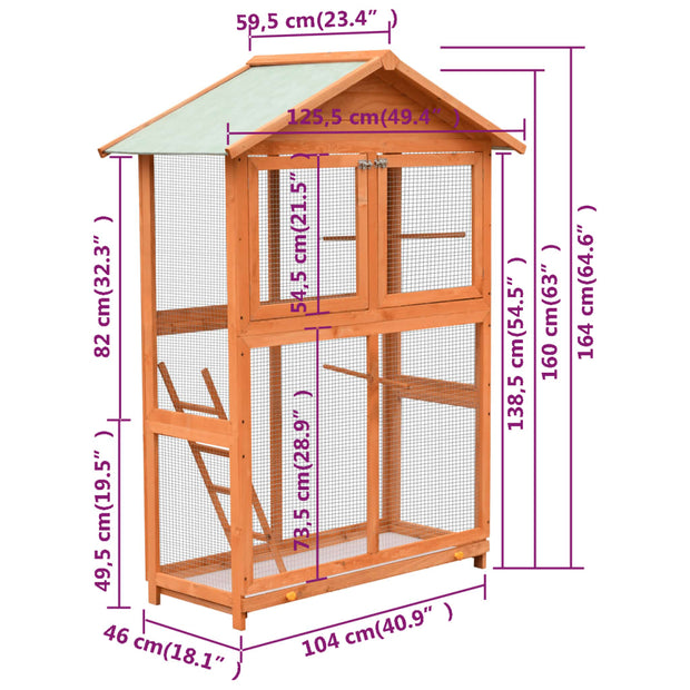 Bird Cage Solid Pine & Fir Wood 49.4"x23.4"x64.6"