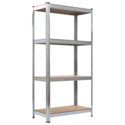 4-Layer Storage Shelf Silver Steel&Engineered Wood