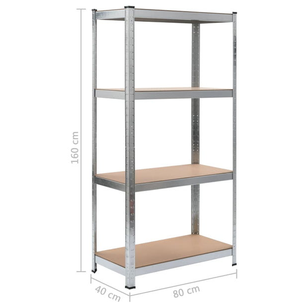 4-Layer Storage Shelf Silver Steel&Engineered Wood