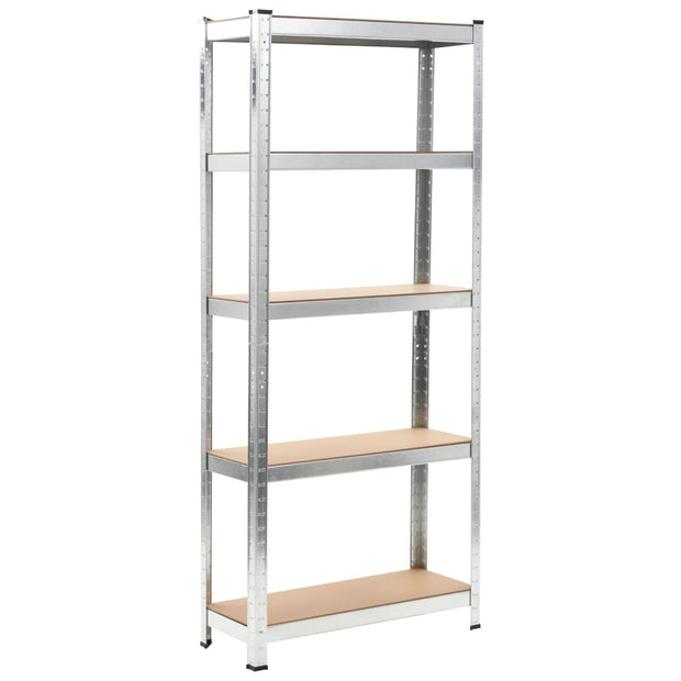 5-Layer Storage Shelf Silver Steel&Engineered Wood