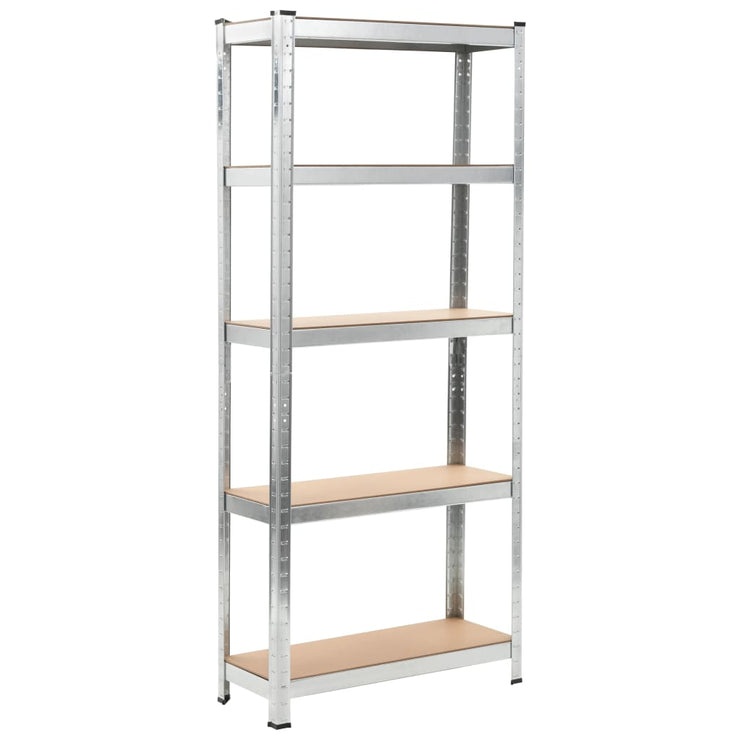 5-Layer Shelves 3 pcs Silver Steel&Engineered Wood