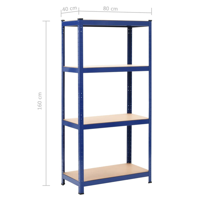 4-Layer Storage Shelf Blue Steel&Engineered Wood