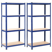 Storage Shelves 2 pcs Blue 31.5"x15.7"x63" Steel and MDF