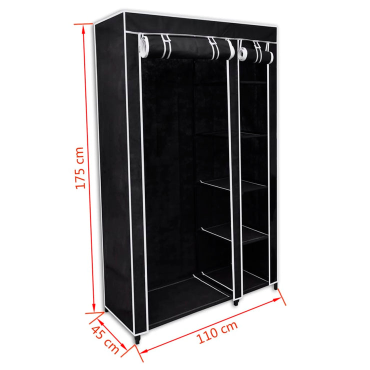 Folding Wardrobe Black 43" x 18" x 69"