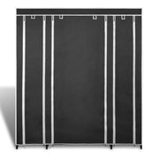 Fabric Wardrobe with Compartments and Rods 17.7"x59"x69" Black