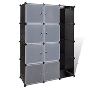 Modular Cabinet with 9 Compartments 14.6"x45.3"x59.1" Black and White