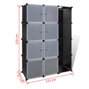 Modular Cabinet with 9 Compartments 14.6"x45.3"x59.1" Black and White