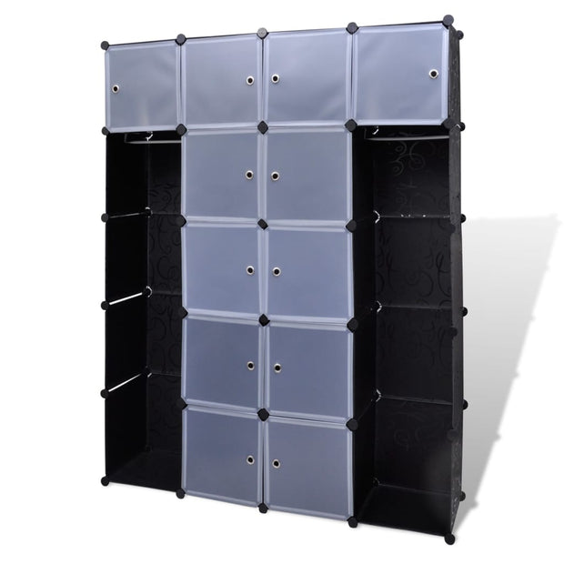 Modular Cabinet with 14 Compartments Black and White 14.6"x57.5"x71.1"