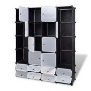 Modular Cabinet with 18 Compartments Black and White 14.6"x57.5"x71.1"