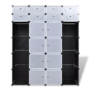 Modular Cabinet with 18 Compartments Black and White 14.6"x57.5"x71.1"