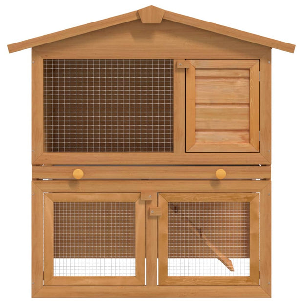 Outdoor Rabbit Hutch Small Animal House Pet Cage 3 Doors Wood