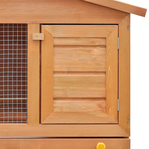 Outdoor Rabbit Hutch Small Animal House Pet Cage 3 Doors Wood