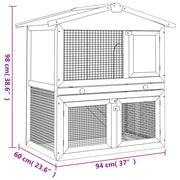 Outdoor Rabbit Hutch Small Animal House Pet Cage 3 Doors Wood