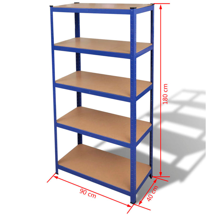 5-Layer Storage Shelf Blue Steel&Engineered Wood