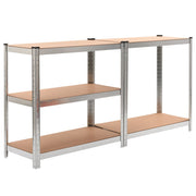 5-Layer Heavy-duty Shelves 2 pcs Silver Steel&Engineered Wood