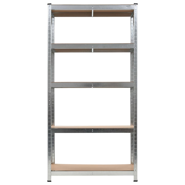 5-Layer Heavy-duty Shelves 2 pcs Silver Steel&Engineered Wood