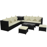 Patio Sofa Set 26 Pieces Poly Rattan Black