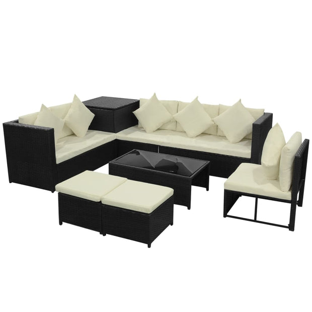 Patio Sofa Set 26 Pieces Poly Rattan Black