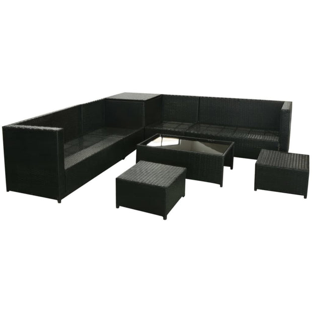 Patio Sofa Set 26 Pieces Poly Rattan Black