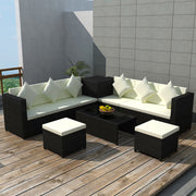 Patio Sofa Set 26 Pieces Poly Rattan Black