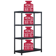 Storage Shelf Rack Black 485 lb 35.4"x15.7"x54.3" Plastic