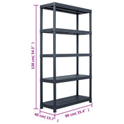 Storage Shelf Rack Black 485 lb 35.4"x15.7"x54.3" Plastic