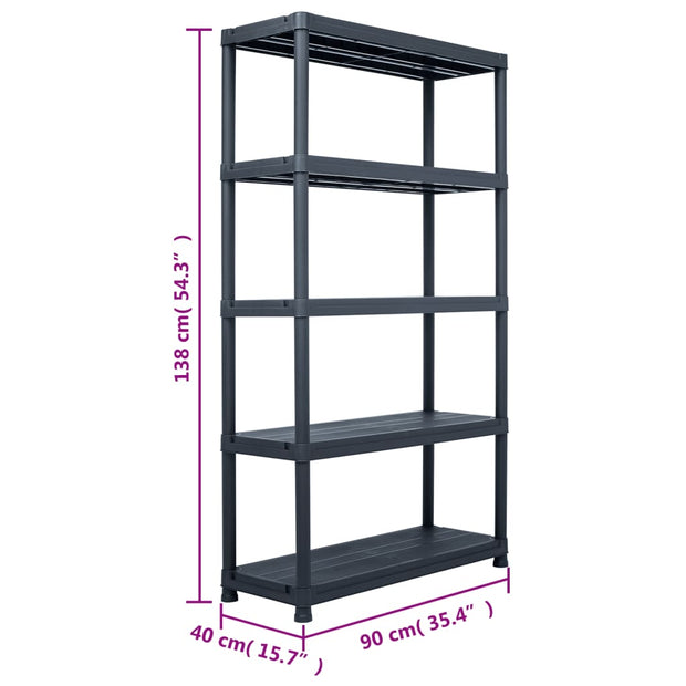 Storage Shelf Rack Black 485 lb 35.4"x15.7"x54.3" Plastic