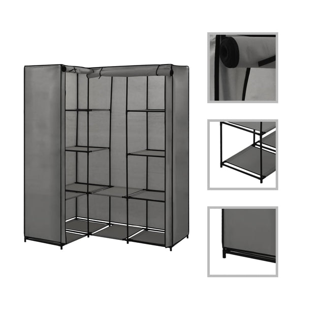 Corner Wardrobe Gray 51.2"x34.3"x66.5"