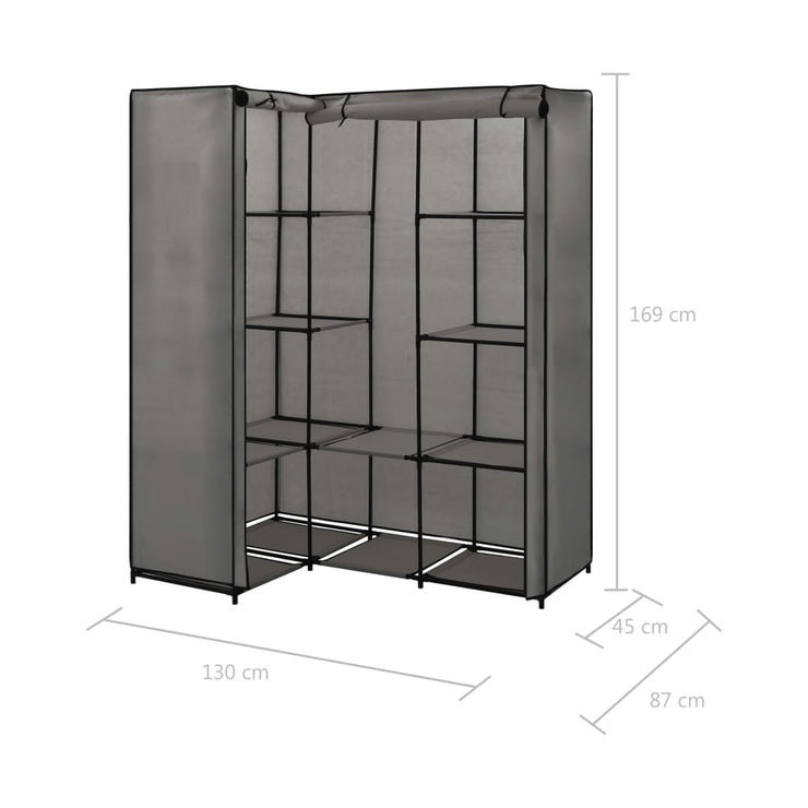 Corner Wardrobe Gray 51.2"x34.3"x66.5"