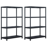 Storage Shelf Racks 2 pcs Black 485 lb 35.4"x15.7"x54.3" Plastic