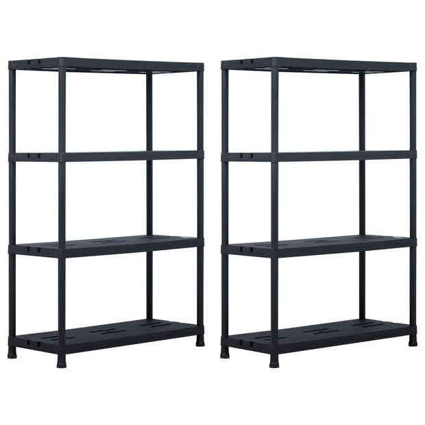 Storage Shelf Racks 2 pcs Black 485 lb 35.4"x15.7"x54.3" Plastic